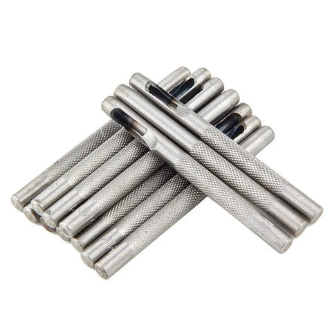 Leather Craft Hollow Hole Punch Set Pro Grade 7 Piece Round Punch Tool Range knurled forged steel punches