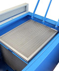 Built Damn Tough 61 By 23 Inch Metalworking Downdraft Table With Dual Motor Dust Collector vacuum system filter compartment view.