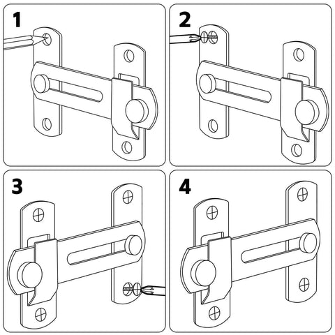 Installation steps for 2 Pack 180 Degree Flip Sliding Barn Door Lock Set for Privacy and Security