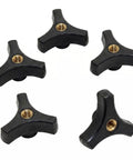 Black Plastic Knob With 3/8-16 Three-Prong Wing Nut, 2 Inch Diameter Brass Insert, Heavy Duty Thermoplastic Clamp Knob Pack Of 5