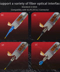 Fiber visual fault locator with FC/LC adapter kit; red light pen shown with SC/FC/ST/LC connectors