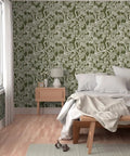Top Notch Type II Professional Tropical Jungle Wallpaper Featuring Hella Durable Matte Finish and Subtle Linen Texture in a stylish bedroom.