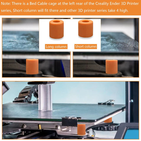 16 Pcs 3D Printer Silicone Bed Leveling Mounts Set With Heat Resistant Spacer Columns In Orange on printer bed