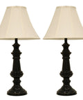 Touch Control Steel Table Lamps Bronze Finish Set Of 2 With Faux Silk Softback Shades Modern Nightstand And Living Room Lighting