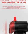 Submersible Water Pump For Aquarium Fish Tank And Hydroponics, Ultra Quiet 28dB Operation, 5mm Shallow Water Setup