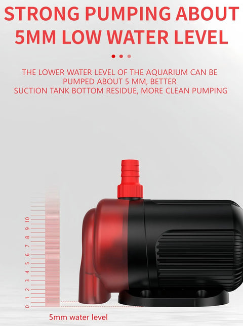 Submersible Water Pump For Aquarium Fish Tank And Hydroponics, Ultra Quiet 28dB Operation, 5mm Shallow Water Setup