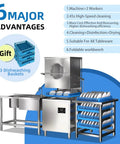 Pro No Frills Heavy Duty Commercial Dishwasher Freestanding Electric Hood Type Workhorse Stainless Steel Build with 3 dishwashing baskets.