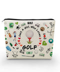 Golf Makeup Bag For Women Gift Durable Organizer Pouch With Zipper featuring golf-themed graphics