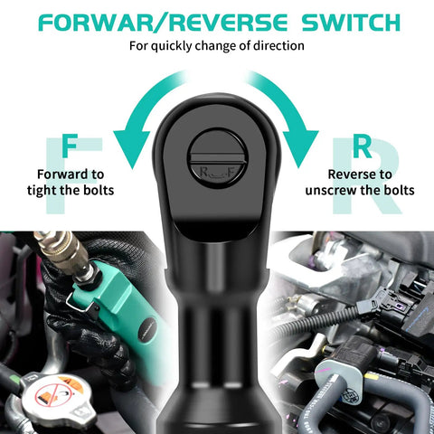 Three Eighths Inch Air Ratchet Wrench With 50 Ft Lbs Max Torque, 160 RPM Free Speed Built For Speed, forward reverse control