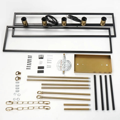 Components of the 5 Light Modern Farmhouse Kitchen Island Chandelier With Black Brass Industrial Vibe For Kitchen