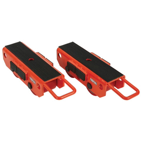 Two Piece Machinery Movers Set With Non Skid Rubber Surface And Polyurethane Rollers For Smooth Glide Of Heavy Equipment, 8800 Lb Total Capacity