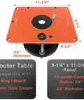Built Like A Tank Router Lift Platform Heavy Duty Design with 9-1/4 x 11-3/4 inch tough aluminum faceplate and manual crank.