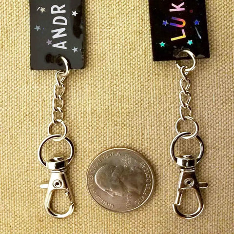 30 Pack Silver Zinc Alloy Swivel Lanyard Snap Hooks With Tight Grip Clamp And Smooth 360 Spin 1.3 inches with keychain tags