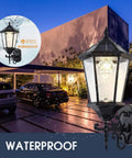 Solar Wall Lantern Outdoor Light Dusk To Dawn, Dimmable, Waterproof, 21 Inch Large Aluminum Housing With Glass, Mounted on Wall