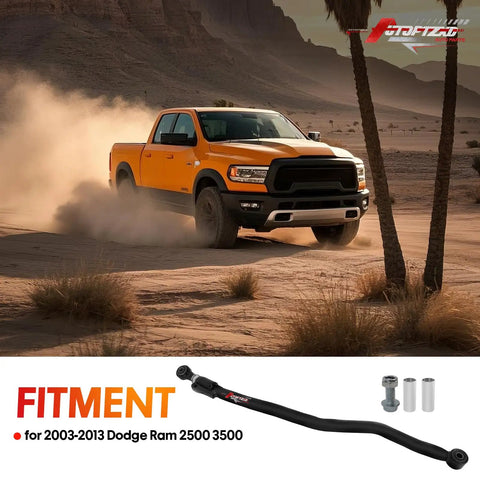 Dodge Ram Front Adjustable Track Bar 0 To 3 Inch Lift For 2003 To 2013 2500 3500 Heavy Duty Off Road Steering Rod Easy Bolt On Install Improves Alignment And Handling On Lifted Trucks., black front adjustable track bar for 2003-2013 Ram 2500/3500 lift kit