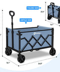Heavy Duty Foldable Wagon Cart 220 Lb Capacity For Groceries Shopping And Garden with dimensions and folding feature