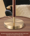 Base of Mid Century Table Lamp With Pull Chain Switch Solid Wood And Metal Pole Frosted Bronze Wood Finish Modern Nightstand Lamp