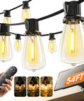 33 Feet Solar String Lights Outdoor With Remote, Waterproof Shatterproof Patio Lights With LED Vintage Edison Bulbs, solar panel and remote control