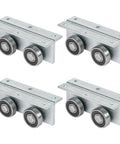 Heavy Duty Trolley Roller Assembly Set Four Pack With C50 Galvanized Steel Bearings For Industrial Sliding Doors, 4.9 Inch Overall Length And 1.4 Inch Wheel Diameter, Rust Resistant Sliding Door Hardware