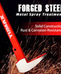 Close-up of 12 inch pry bar from Two Piece Nail Puller Set With 12 Inch Pry Bar And 8 Inch Mini Crowbar Cat Paw Nail Remover Handyman.