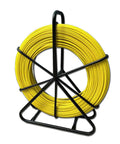 6Mm Fiberglass Fish Tape With Steel Reel Stand, 200M Duct Rodder Wire Puller, yellow spool, steel stand, for electrical installations