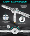Labor-saving design of 40 In 1 Precision Magnetic Ratchet Screwdriver Set With Case And 40 Bits, showing reversible flexibility, magnetic interface.