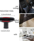 Universal Vacuum Attachment Kit with upholstery tool and use cases for car seat, spilled food, and sofa cleaning.