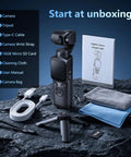 4K Vlogging Camera With 330 Degree Rotating Lens And Face Tracking For YouTube And TikTok with accessories in box, black.