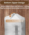 Dust Collection Bag For Planers And 4 Inch Woodworking Machines 30 Micron Filter with bottom zipper design on wood background.