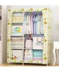 Game Changer Portable Wardrobe Closet Organizer With Dustproof Nonwoven Cover And Solid Steel Frame with organized clothing and shelves.