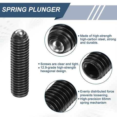 10 Pack M8 By 30mm Screw Thread Ball Plungers With Hex Socket High Carbon Steel Pro Grade Heavy Duty Spring Loaded Ball Plungers