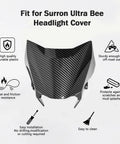 Ultra Bee Headlight Cover With Dope Carbon Fiber Look Fender Mud Guard For Electric Dirt Bike on white background