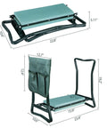Garden Kneeler Seat With EVA Foam Cushion And Steel Frame Tool Pouch Foldable Grab And Go Portable Bench Kneeling Pad dimensions