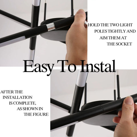 Installation of Dope Modern Led Sputnik Ceiling Light 8 Heads Chandelier Black Dimmable Pendant Fixture For Dining Room Kitchen Bedroom Entryway Pluggable Easy Install Energy Saving Aluminum Metal And Acrylic.