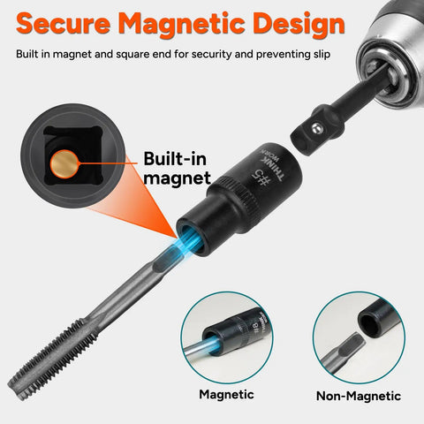Magnetic Tap Socket Set Twelve Piece For One Quarter Inch And Three Eighths Inch Drive showing magnetic locking mechanism