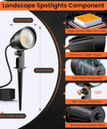 Diagram showing components of Low Voltage LED Landscape Lights 12V 24V Waterproof IP66 Outdoor Spotlights 8 Pack 2700K