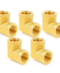 Brass Pipe Fitting 90 Degree Barstock Street Elbow Three Eighths Inch NPT Female To Three Eighths Inch NPT Female Pack Of Five