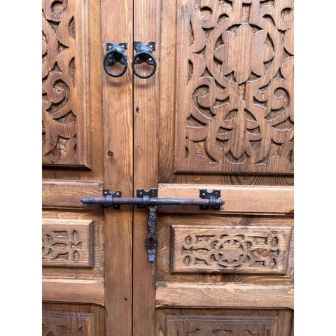 Custom Solid Wood Barn Door For Interior Sliding Or Hinged Use, Handcrafted Rustic Single Or Double Door, Carved Detail