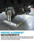 Pro Grade DIY Friendly Wheel Alignment Tool Set With Premium Stainless Steel Toe Plates And Connection Sheet installed on vehicle