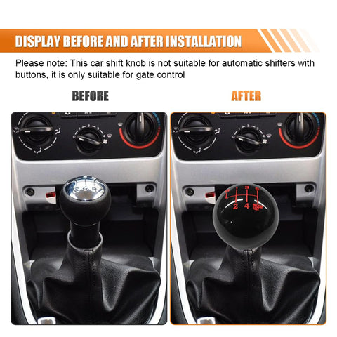 Six Speed Gear Shift Knob For Manual Transmission Cars Resin Ball Shifter Grip With M8x1.25 M10x1.5 M10x1.25 Adapters Black Replacement Shift Handle For Most Manual Vehicles