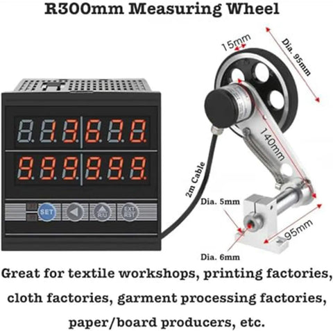 Precision Measuring Wheel with Encoder for Wires and Cables, HD Digital Counter Tracks Length in Feet Meter Yard, Push Pull Rotary Tool for Industrial Fabric Pipe Inspection, Reliable Data Memory with display and components.