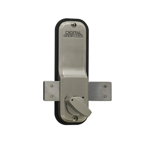 Surface Mount Lock With Keypad And Keyless Push Button Satin Nickel Finish Retractable Slide Bar Narrow Stile Door Compatible