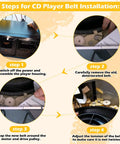 Steps for CD Player Belt Installation: Upgrade 2 Door Belt CD Player Belts And 4 Drive Belts Kit For Car CD Players Thick Durable Rubber Replacement Set Built To Last Abrasion Resistant Flexible Easy Install