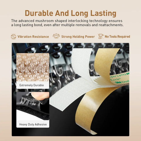 Close-up of Dual Lock Reclosable Fastener Tape 2 Inch Wide By 7 5 Feet Long Roll featuring adhesive and interlocking design.