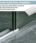 No Sweat Sliding Shower Door Bottom Track For Top Hung Glass Doors with easy installation steps on marble surface.