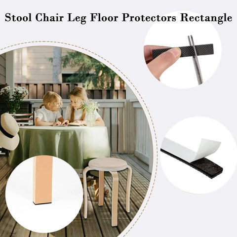 Non Slip Furniture Pads 30 Pack Brown Self Adhesive Rubber Floor Protectors for Hardwood Floors installed on chair legs and shown in detail