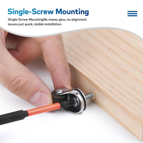 Installing a 4 Pack Mini Stem Caster Wheels With One Half Inch M4 Screw Stem Swivel Casters on wooden surface