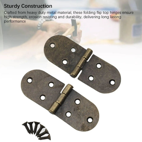 Heavy Duty 10 Sets 180 Degree Folding Hinges With Round Edges Retro Flip Top Hinges For Sewing Machine Tables Furniture