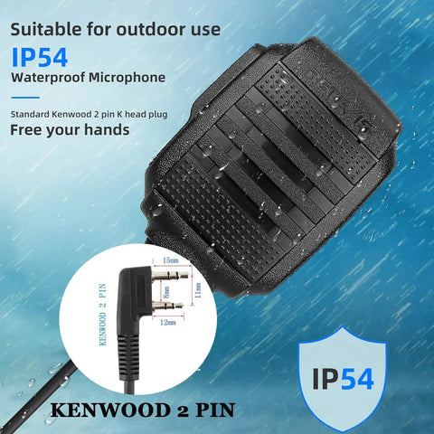 Walkie Talkie Shoulder Speaker Mic With IP54 Waterproof 2 Pin K Plug Rugged Design Compatible With RT22 RT68 RT27 H777 RB26