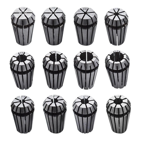 Spring Collet Set ER16 12 Piece For CNC Milling Lathe Workholding And Engraving One Thirty Second To Three Eighth Inch Gripping Range